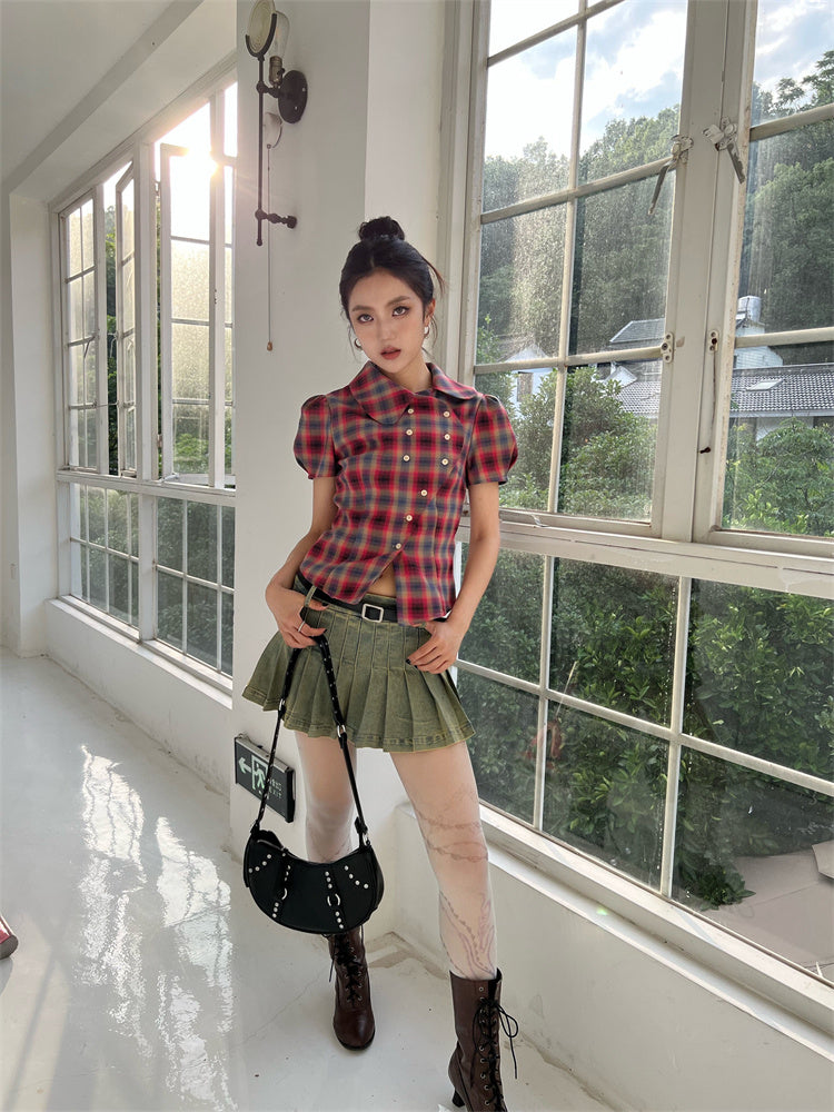 Y2K ASYMMETRIC BUTTON-UP SHIRT