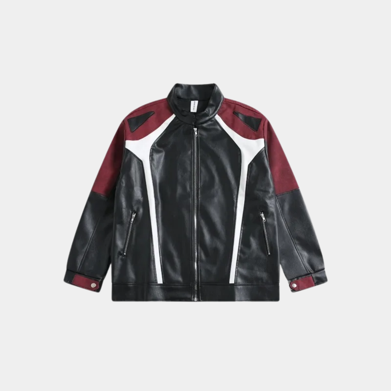 HIGH STREET STYLE MOTORCYCLE RETRO LEATHER JACKET