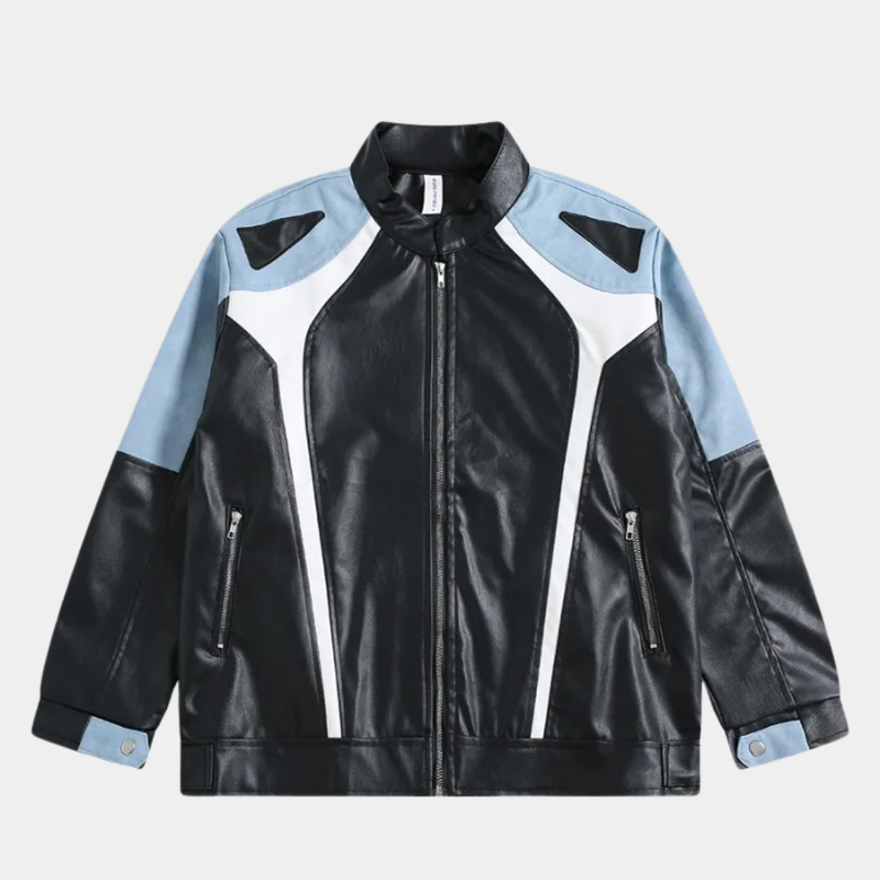 HIGH STREET STYLE MOTORCYCLE RETRO LEATHER JACKET