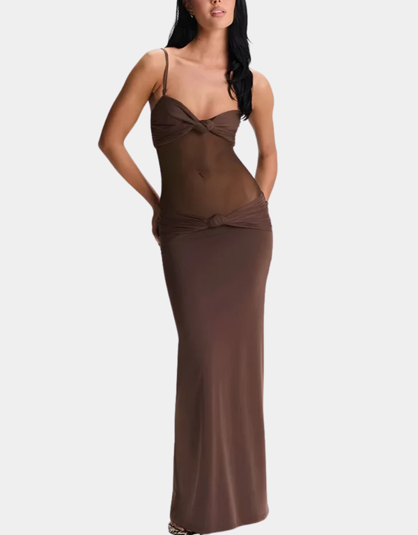 Y2K TWISTED SHEER MAXI DRESS