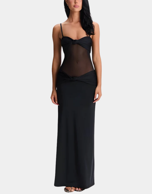 Y2K TWISTED SHEER MAXI DRESS