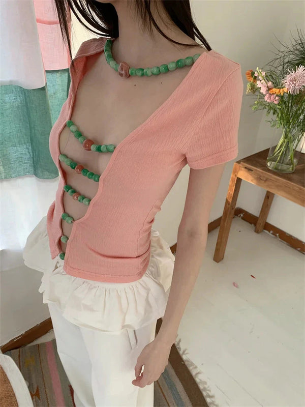 Y2K BEADED TOP
