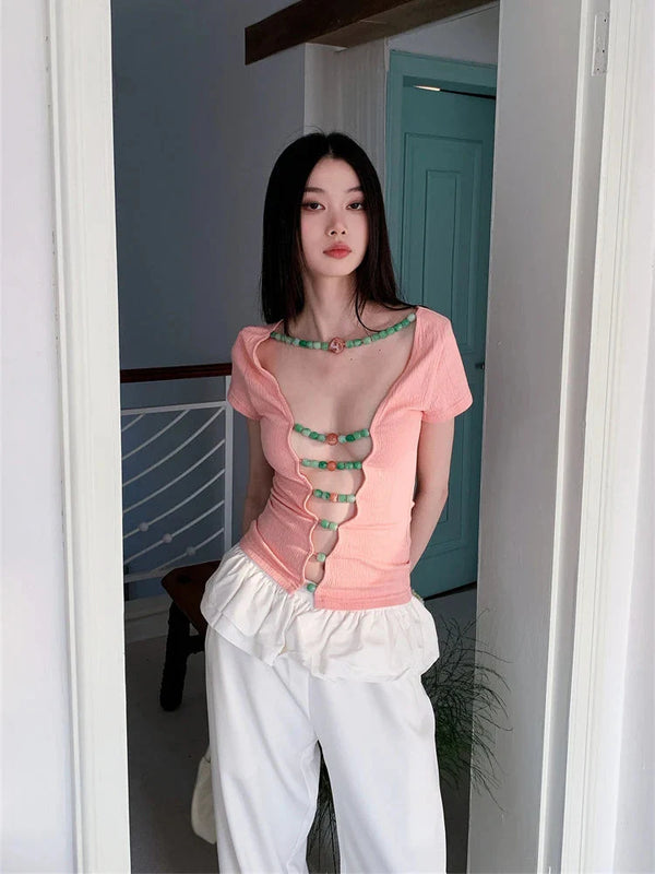 Y2K BEADED TOP