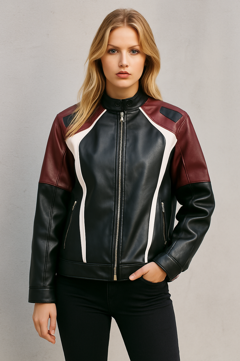 HIGH STREET STYLE MOTORCYCLE RETRO LEATHER JACKET