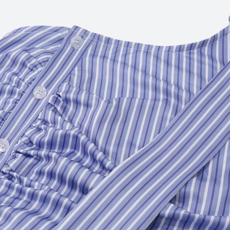 Y2K BUTTON-UP NECKTIE TOP