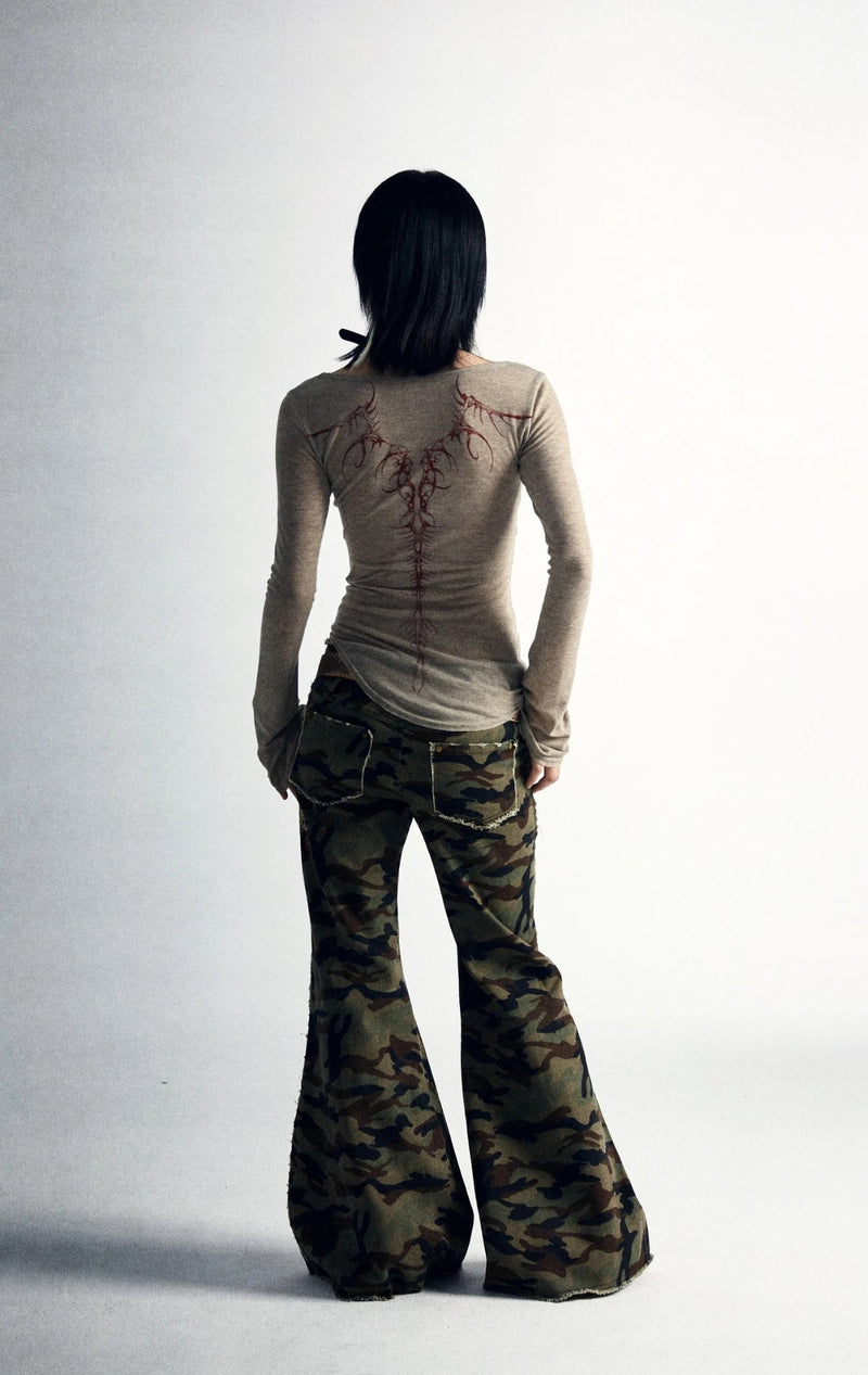 Y2K GRUNGE SIGILISM SCOOP NECK TOP