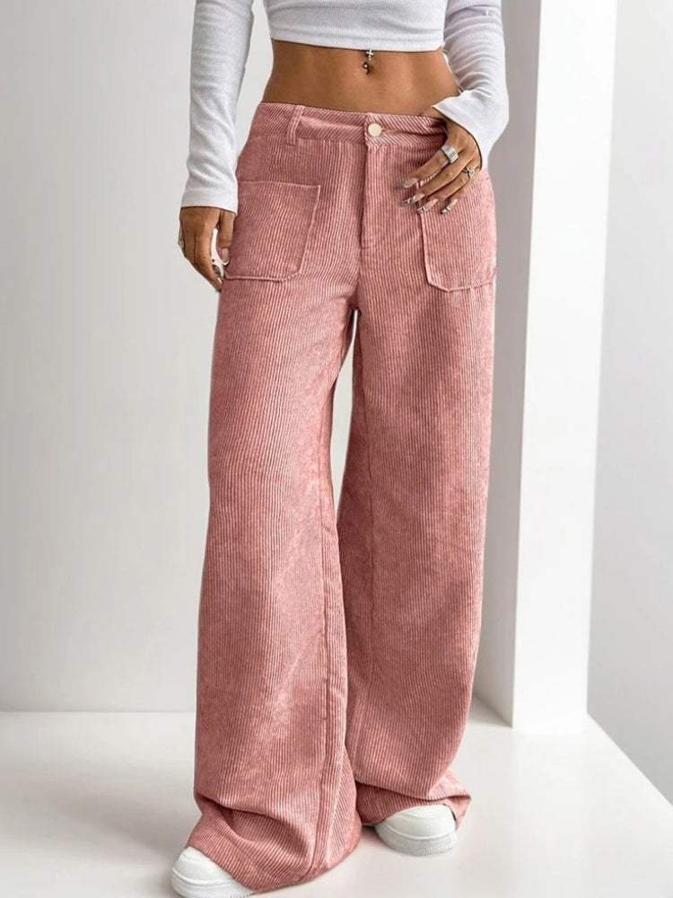 Y2K VELVET RIBBED PANTS
