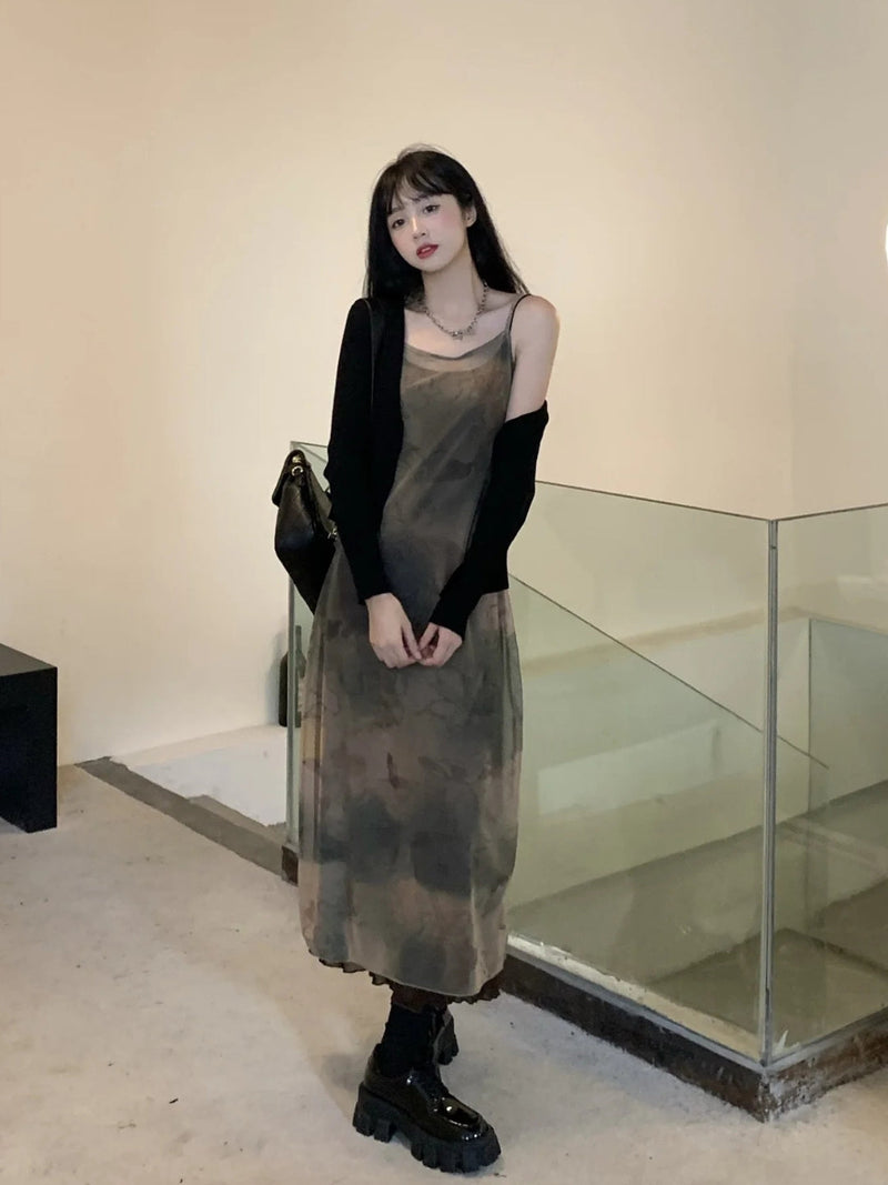 Y2K VINTAGE MESH MIDI DRESS